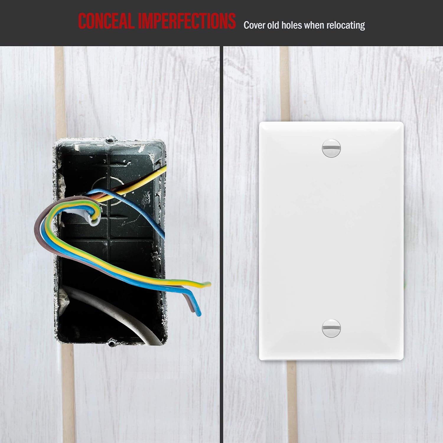 ENERLITES Blank Device Wall Plate, Size 1-Gang 4.50" x 2.76", Polycarbonate Thermoplastic, 8801-W-10PCS, White (10 Pack), 10: Industrial & Scientific