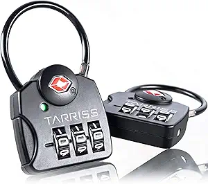 Tarriss TSA Luggage Lock with SearchAlert Indicator | Extra Large Numbers | Resettable Combination | Total Luggage Security | 2 Pack (Midnight Black)