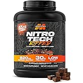 Muscletech Whey Protein Powder (Chocolate Fudge Brownie, 4LB) - Nitro-Tech Ripped Whey Protein Isolate & Peptides Smoothie Mix for Lean Muscle - 30g of Whey Protein for Women & Men, Packaging May Vary
