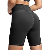 POSHDIVAH Women's Creamluxe Biker Shorts-6"/8" High Waisted Drawstring Running Gym Volleyball Yoga Workout Shorts