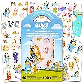 Bluey Sticker Pack - 100+ Stickers for Kids, Party Favors, Goodie Bags, Arts & Crafts, Officially Licensed, Multicolor Vinyl Stickers