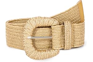 WAIST WOW Straw Woven Elastic Belt for Women Stretchy Belts for Dress Fashion Boho Waist Belt Rattan Raffia Ladies Belts