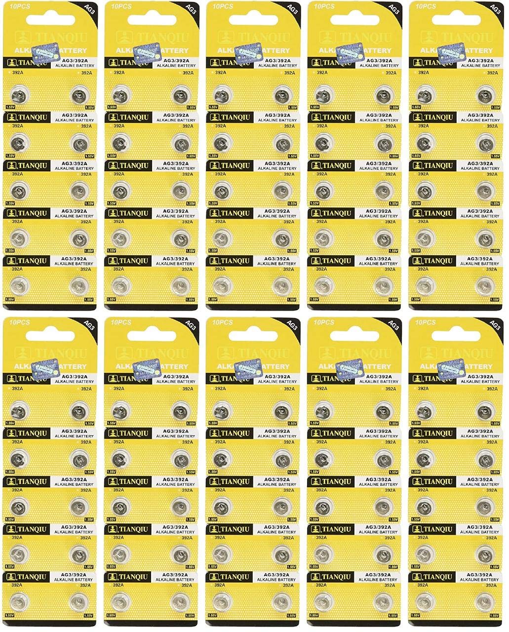 Photo 1 of 100 AG3 392 LR41 Alkaline Batteries SR41 Buttton Cell (10 pack of 10. 100 total)