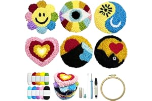SEREDH Punch Needle Coasters Kit for Beginners Adults Easy Needle Punch Embroidery Kit Set Threader Instruction Fabric Hoop Yarn Tufting Coaster DIY Making,Coaster Holder Coaster Art Craft Supplies