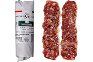 GIORGIO'S NATURALS Giorgio’s Naturals Handcrafted Dry-Aged Salami – Beef Soppressata 5 Ounce, Authentic Italian Sausage, Hard Salami, Pure Beef Salami, Charcuterie Meat