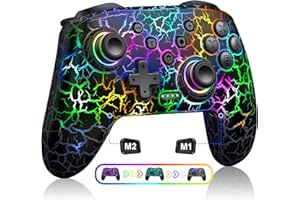 NINABXY Wireless Switch Pro Controller - Switch Controllers Compatible With Nintendo Switch/Lite/OLED,Multi-Platform PC/IOS/Android, Switch Pro Controller With 9 Adjustable Light Colors,Programmable,TURBO