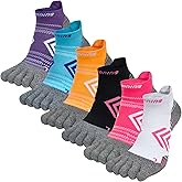 ABTRAV Womens Toe Socks No Show Five Finger Sports Running Athletic Socks Cotton Arch Support Ankle Socks 6 Pairs