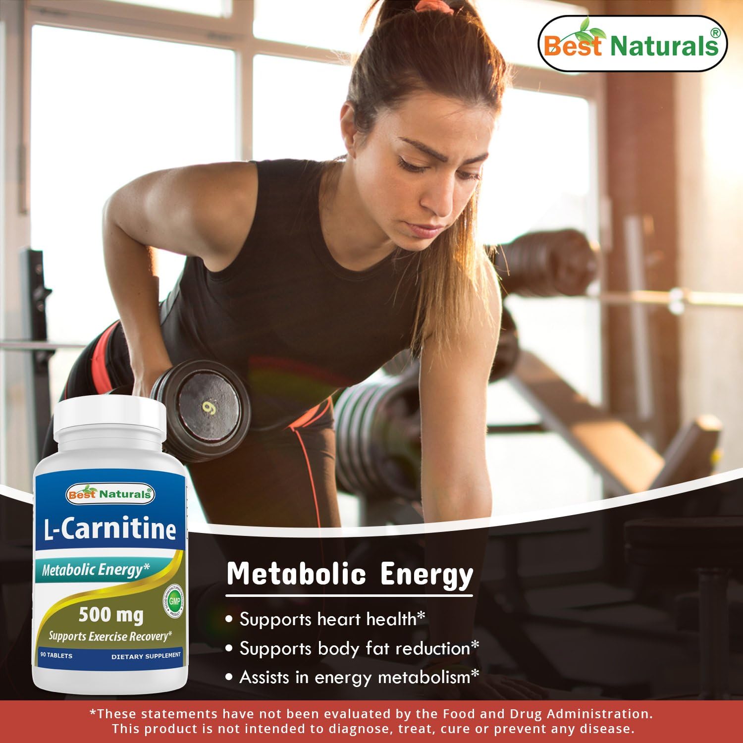 Best Naturals L-Carnitine Tartrate 500 mg 90 Tablets, White, 90 count (Pack of 1) - Image 4