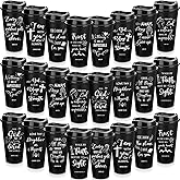 Tioncy Reusable Christian Gifts for Women Men Bible Verse Plastic Tumblers with Lids 16 oz Inspirational Religious Coffee Cups Christian Gifts for Church(48 Pcs,Black)