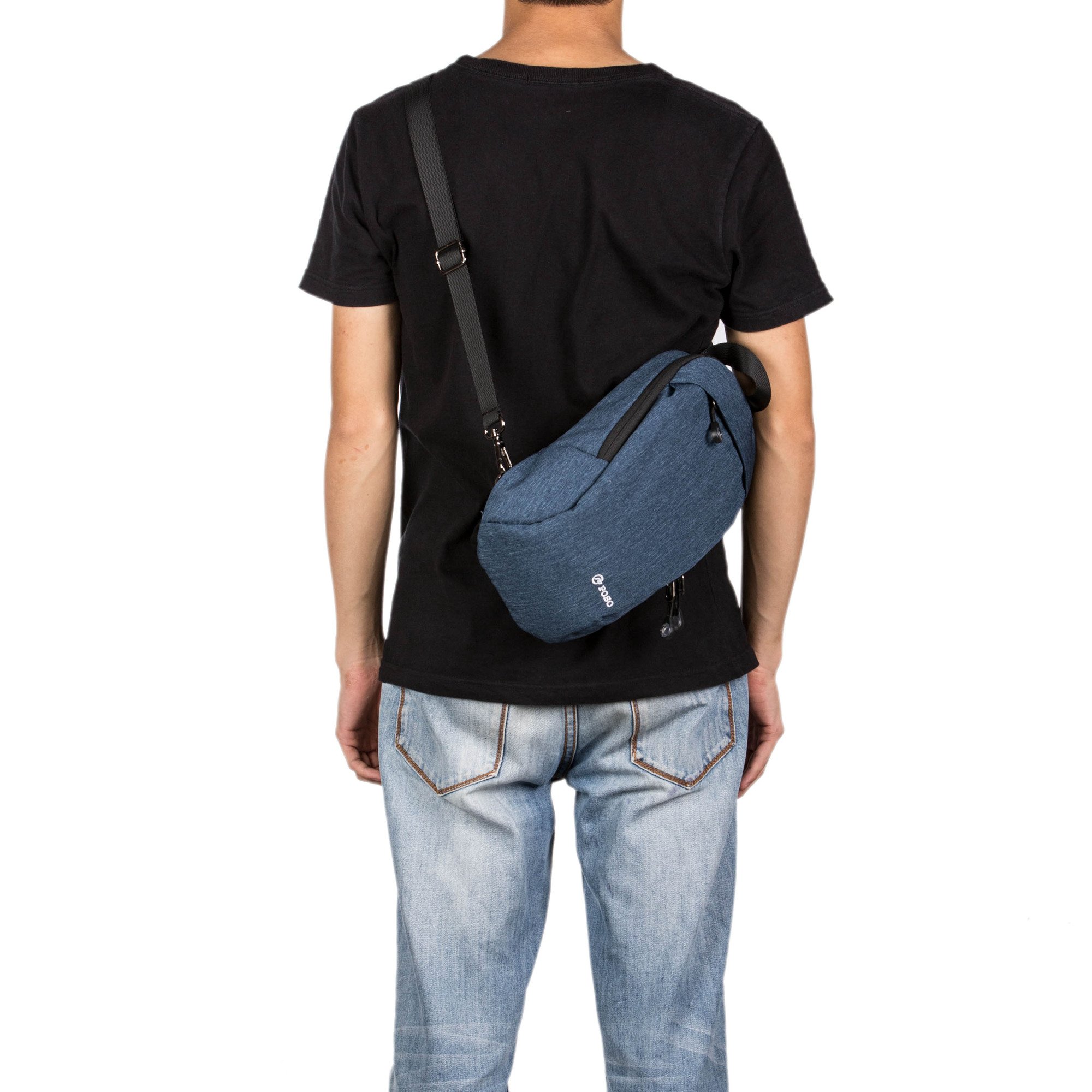Bolso de Pecho Hombres Sling Crossbody Bolsa Ciclismo Senderismo Saco Satchel al Aire Libre Casual triángulo Paquetes Mochilas Cruzadas-Azul