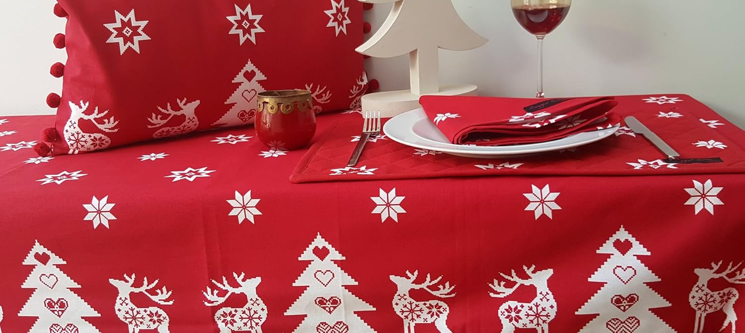Christmas Napkin, Cotton Napkins for Christmas-Themed Dining Table Setting & Silverware, Red Star Napkins - Image 3