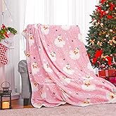 JarThenaAMCS Christmas Fuzzy Blanket 60 x 50 Inch Pink Santa Clause Xmas Tree Throw Blanket Soft Warm Winter Blanket for Home Chair Sofa Couch Bed