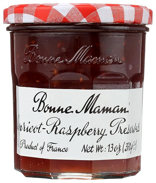 BONNE MAMAN APRICOT RASPBERRY PRESERVES, 13 OZ
