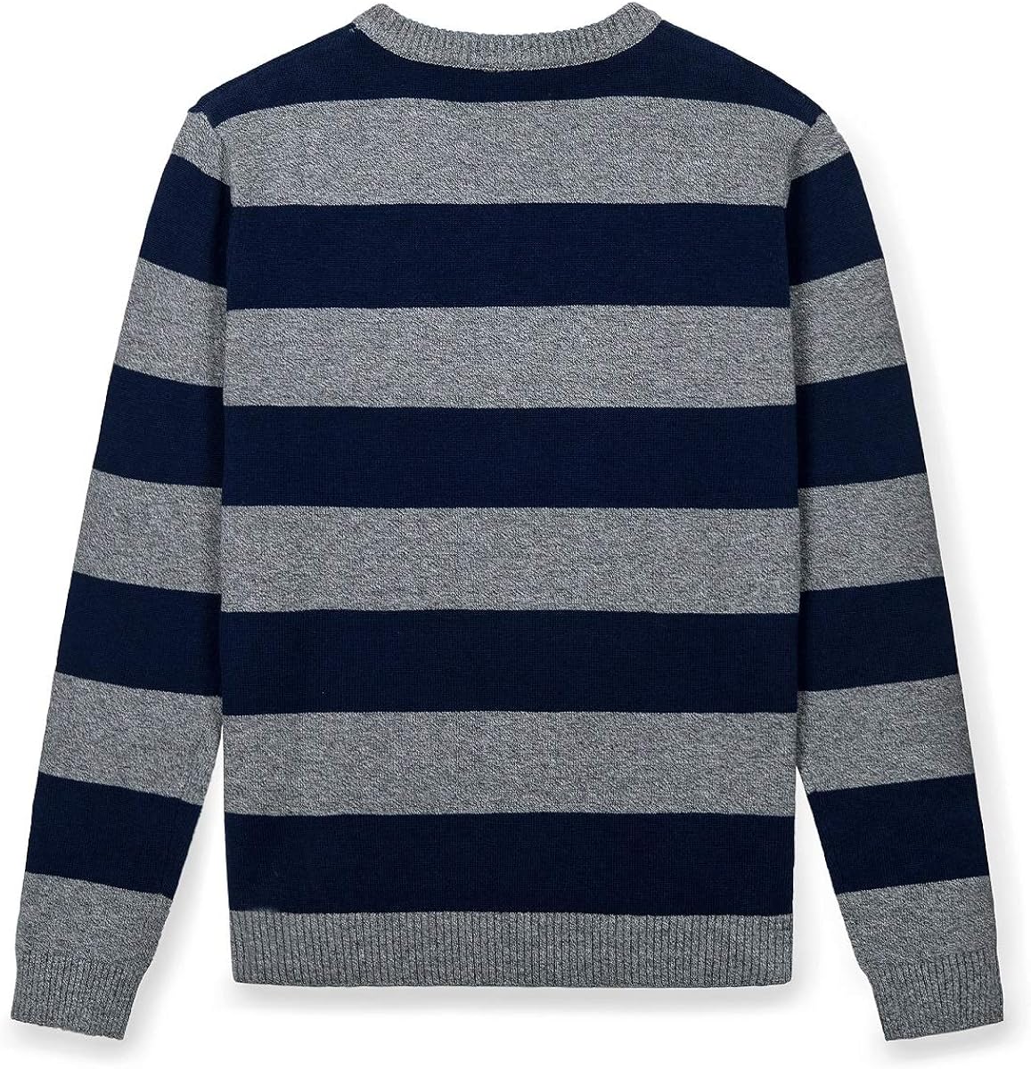 Kid Nation Boys Color Block Striped Pullover Sweater Crew Neck Long Sleeve Cotton Knit TOS for 4-12Y: Clothing