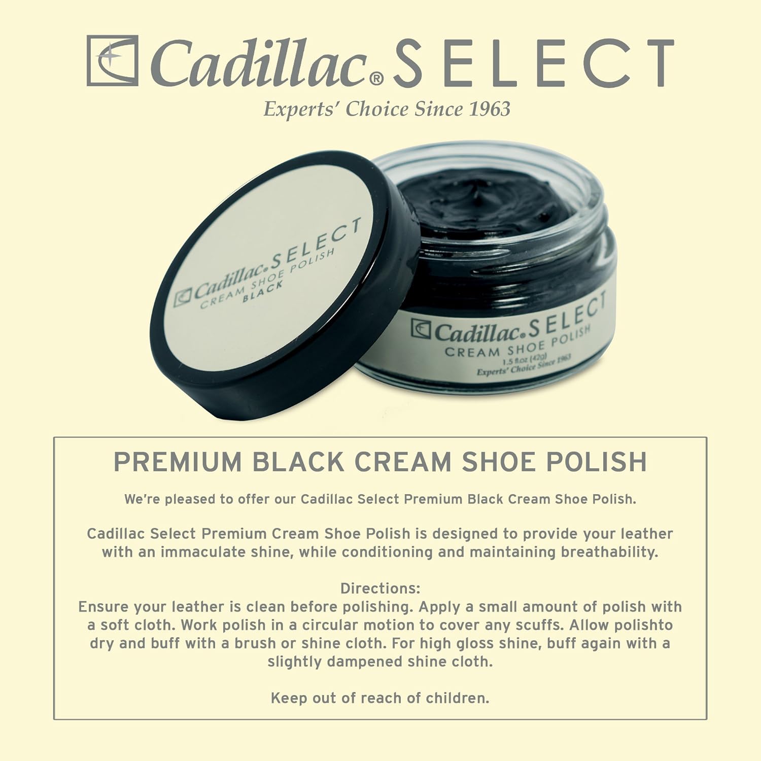 Cadillac Select Premium Cream Shoe Polish - Black: Shoes