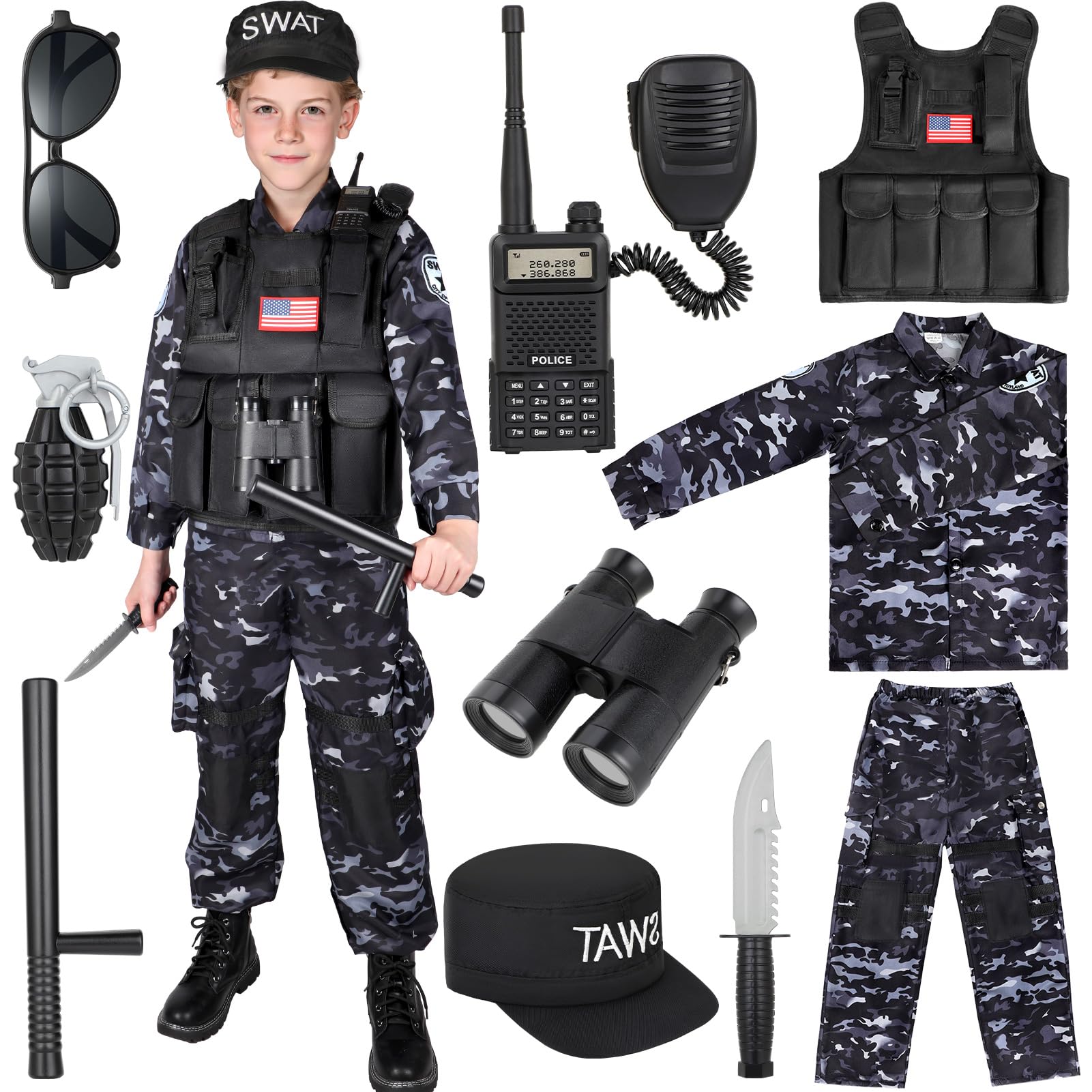 Luucio SWAT Police Costume for Kids, Kids Police