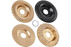 Loyala 4PCS Angle Grinder Wood Carving Disc Set for 4" or 4 1/2" with 5/8" Arbor, Grinding Wheel Shaping Disc for Wood Cutting, Grinder Cutting Wheel Attachments