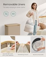 SONGMICS 130 L Laundry Basket with Lid 2-Section 52x38.5x70.5 cm Camel view 5
