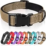 HEELE Reflective Dog Collar Padded Neoprene Nylon XS 20-30cm Brown