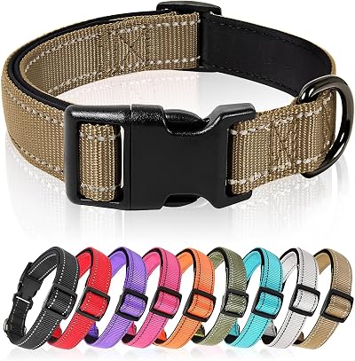 HEELE Reflective Dog Collar Padded Neoprene Nylon XS 20-30cm Brown