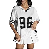 Verdusa Women's Jersey Shirts Y2k Tops Baggy Shirts Graphic Summer Oversized T Shirt Top