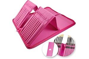 MyArtscape Paint Brush Holder, Pink Organizer for 15 Long Handle Brushes - Art Storage Case for Acrylic, Oil & Watercolor Paintbrushes - Artist Quality Supplies