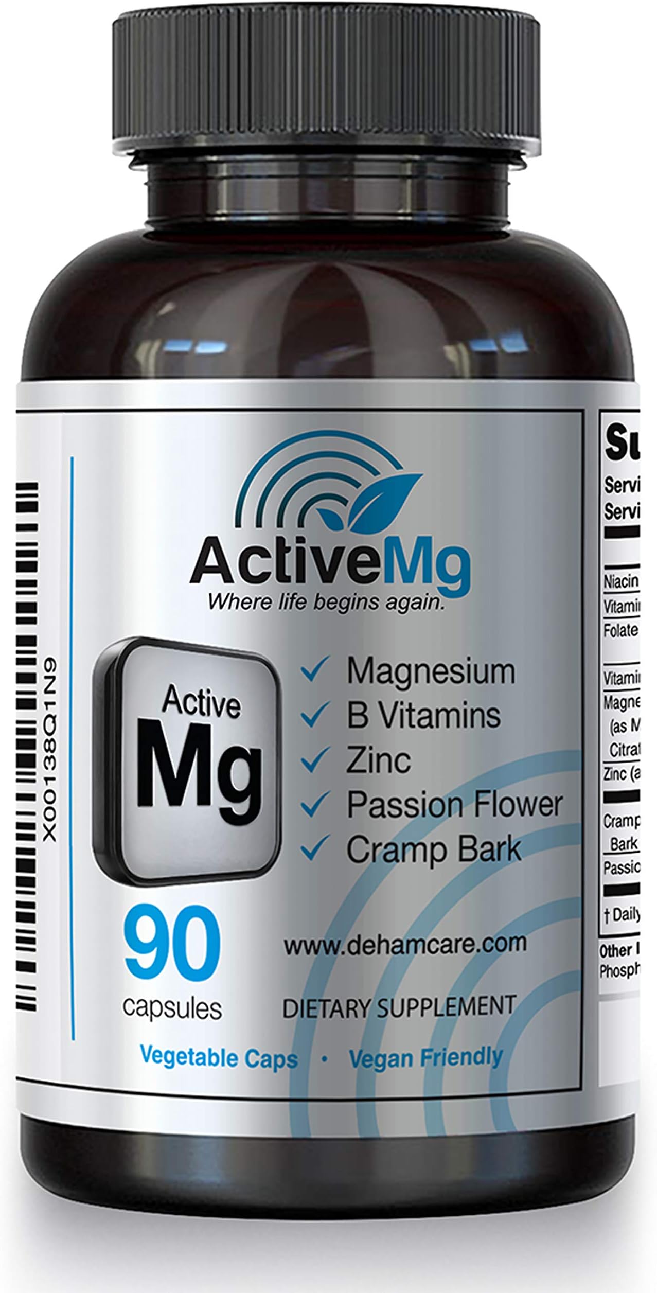 Sponsored Ad - Active Mg Magnesium Supplement – 300mg Elemental Magnesium + Zinc & B Vitamins – Muscle & Nerve Support – 90 Vegan Capsules