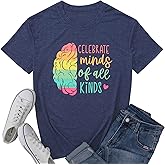 Celebrate Minds of All Kinds Shirt Women Autism Awareness Shirt Teacher Neurodiversity Short Sleeve Tee Top