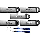 SanDisk Ultra Flair USB (5 Pack) 3.0 16GB Flash Drive High Performance Thumb Drive/Jump Drive SDCZ73-016G-G46 - with (2) Everything But Stromboli (tm) Lanyard