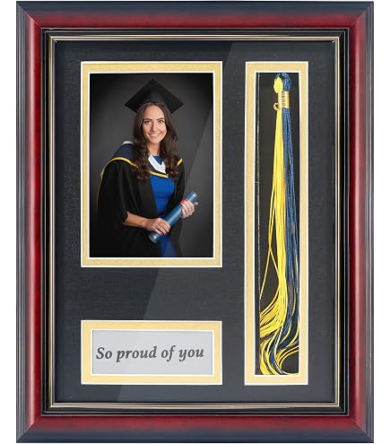GraduatePro Diploma Frame - 11x22 Shadow Box For 8.5x11 Diploma & 5x7 Photo, Includes Tassel Holder - Black & Gold - View #5