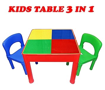 Amazon Com Kids Activity Table And Chair Set 3 In 1 Kids