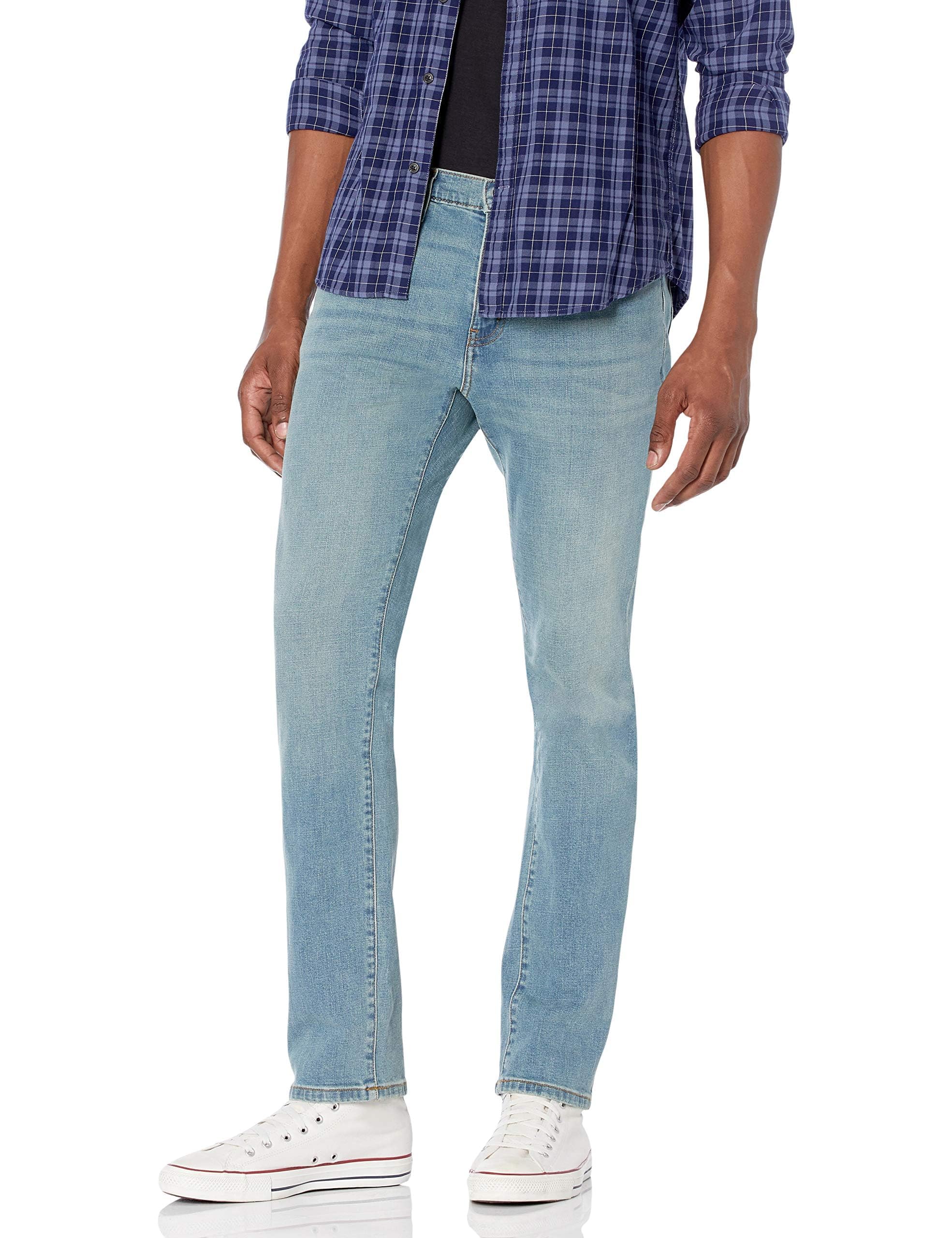 Photo 1 of Amazon Essentials Men's Slim-Fit Jeans - Discontinued Colors, Light Blue Vintage, 36W x 29L
