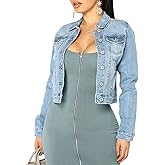 BessCops Denim Jacket for Women Fall Long Sleeve Classic Distressed Butterfly Jean Trucker Jackets