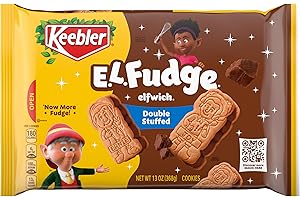 Keebler E.L. Fudge Double Stuffed Elfwich Cookies, Sandwich Cookies Stuffed with Crème Filling, 13 oz