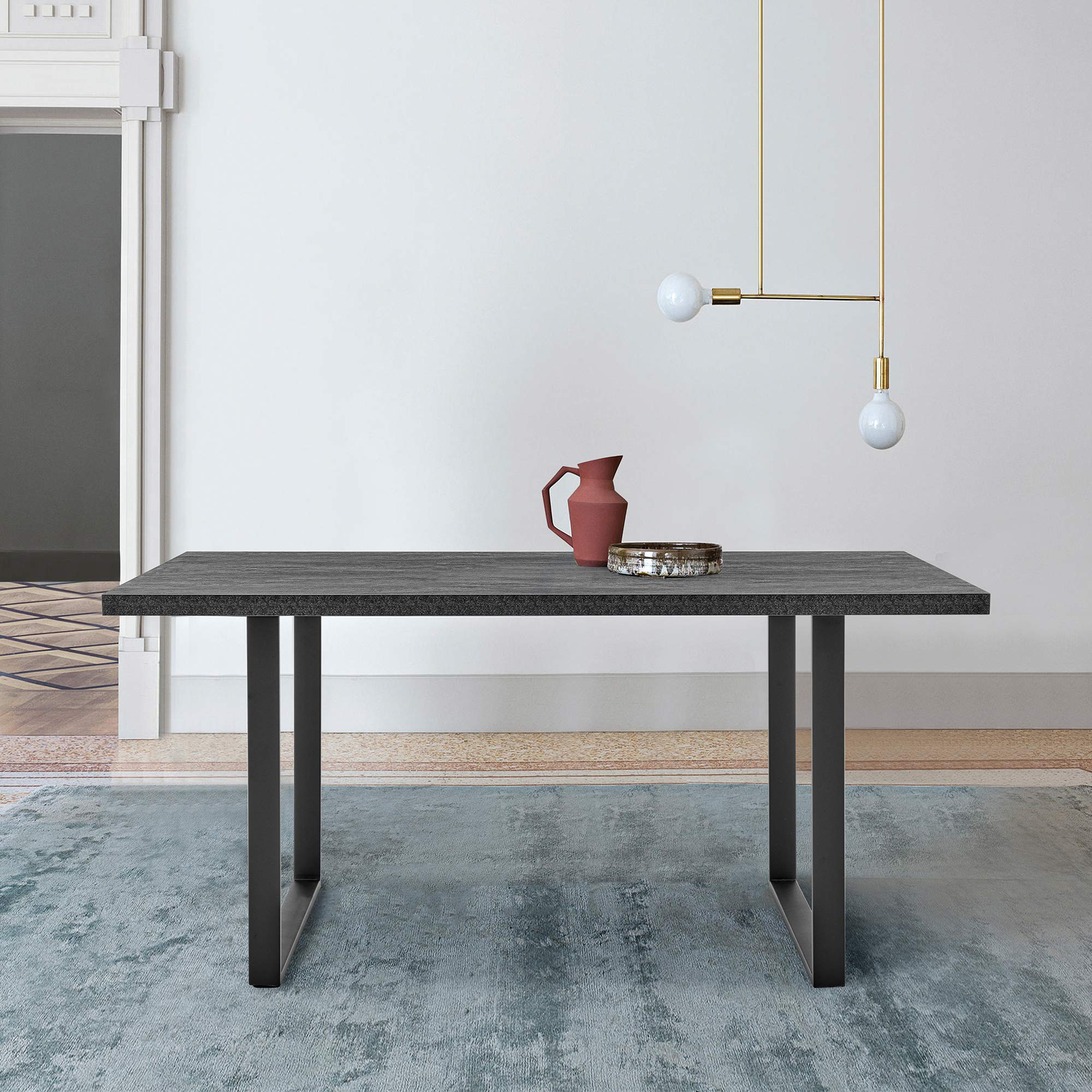 Photo 1 of **SET OF 2 BOXES ***Armen Living Fenton Dining Table Top Base, 63, Charcoal/Black