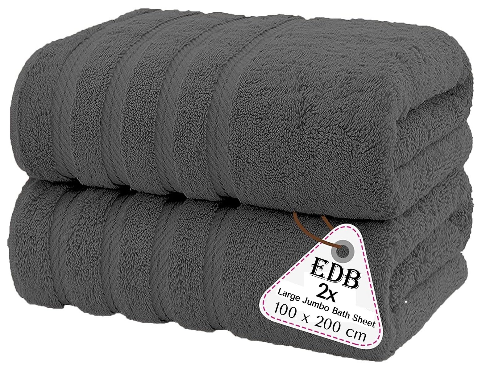 Extra Large Super Jumbo Bath Sheets (100 x 200 cm, 2 Pack) - 100% Egyptian Cotton Highly Absorbent and Quick Dry Big Beach Bath Towels Soft Hotel Quality Towels Set 600GSM (Charcoal Grey) — image 1