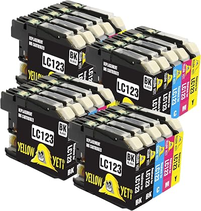 YELLOW YETI LC123 20 Ink Cartridges for Brother DCP-J132W MFC-J6920DW