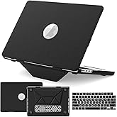 KAIJIAbox Compatible for MacBook Pro 14 inch Case 2026 2025-2021 M5 M4 M3 M2 M1, Foldable Stand | Keyboard Cover | Mouse Pad | Leather Protective Hard Shell Cover | Closes Seamlessly, Black