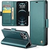 Rerzoiro for iPhone 12 Pro Max Case, Premium PU Leather Wallet Case Flip Cover with [RFID Blocking][Card Holder][Stand Function] Shockproof Protective for iPhone 12 Pro Max, Blue-Green