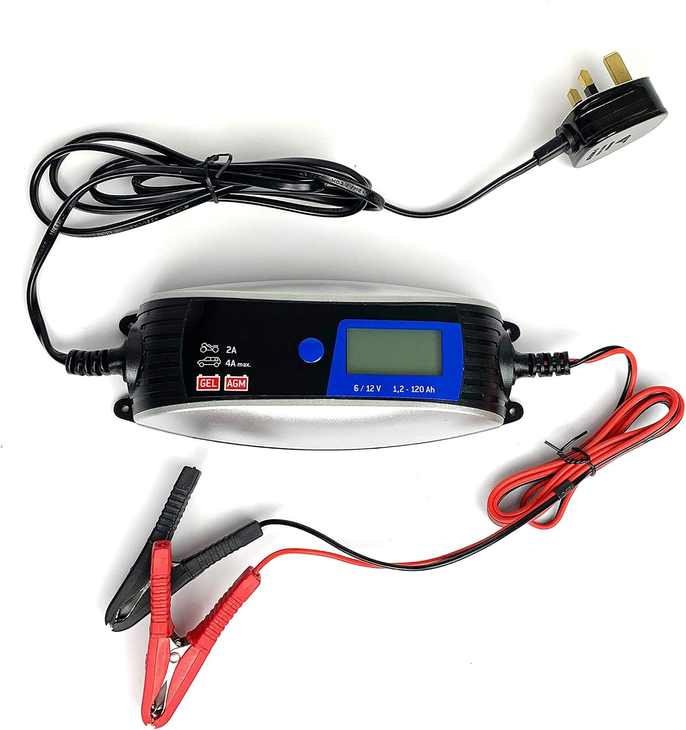 Autochoice Intelligent 7 Stage SMART BATTERY CHARGER - 6v or 12v including Winter settings - With Diagnosis & Maintenance Cycles - 4amp - Suitable for Standard Lead-Acid Gel AGM Stop Start Batteries