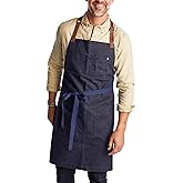 hedley & bennett Waxman Apron - 100% Cotton, Water Resistant, Heavy Duty Waxed Canvas Apron with Pockets & Adjustable Strap for Grilling, Baking, BBQ, Cooking - Professional Chef Apron - Atlantic