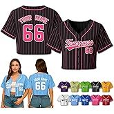 Custom Cropped Baseball Jersey for Women Personalized Team Name Number Crop Shirt for Softball Players Fans Group Outfits