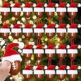 Soulchen 24 Pcs Mini Christmas Football Ornament with Red Santa Hat 1.57 Inch Hanging Foam Sports Balls Decorative Football Ornaments for Christmas Tree Xmas Gifts Home Decor Party Supplies