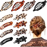 Canlierr 12 Pcs Flat Hair Clips for Women 3 Styles French Flat Claw Clips Strong Hold for Thick Thin Long Short Hair Accessories Plastic Non-slip Secure for Daily Wedding Party(Tortoiseshell)