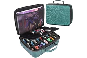 Mumlicha Dice Tray Case for DND Dice Set, Miniature carrying case Compatible with Dungeons and Dragons Miniatures, Minature Figurine Storage Case for RPG for MTG Tabletop Game Collections (Green)