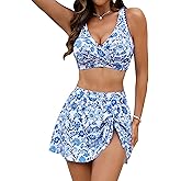 Blooming Jelly Womens High Wasited Bikini Sets Color Block Tummy Control Swimsuits Tie Knot Two Piece Bathing Suits