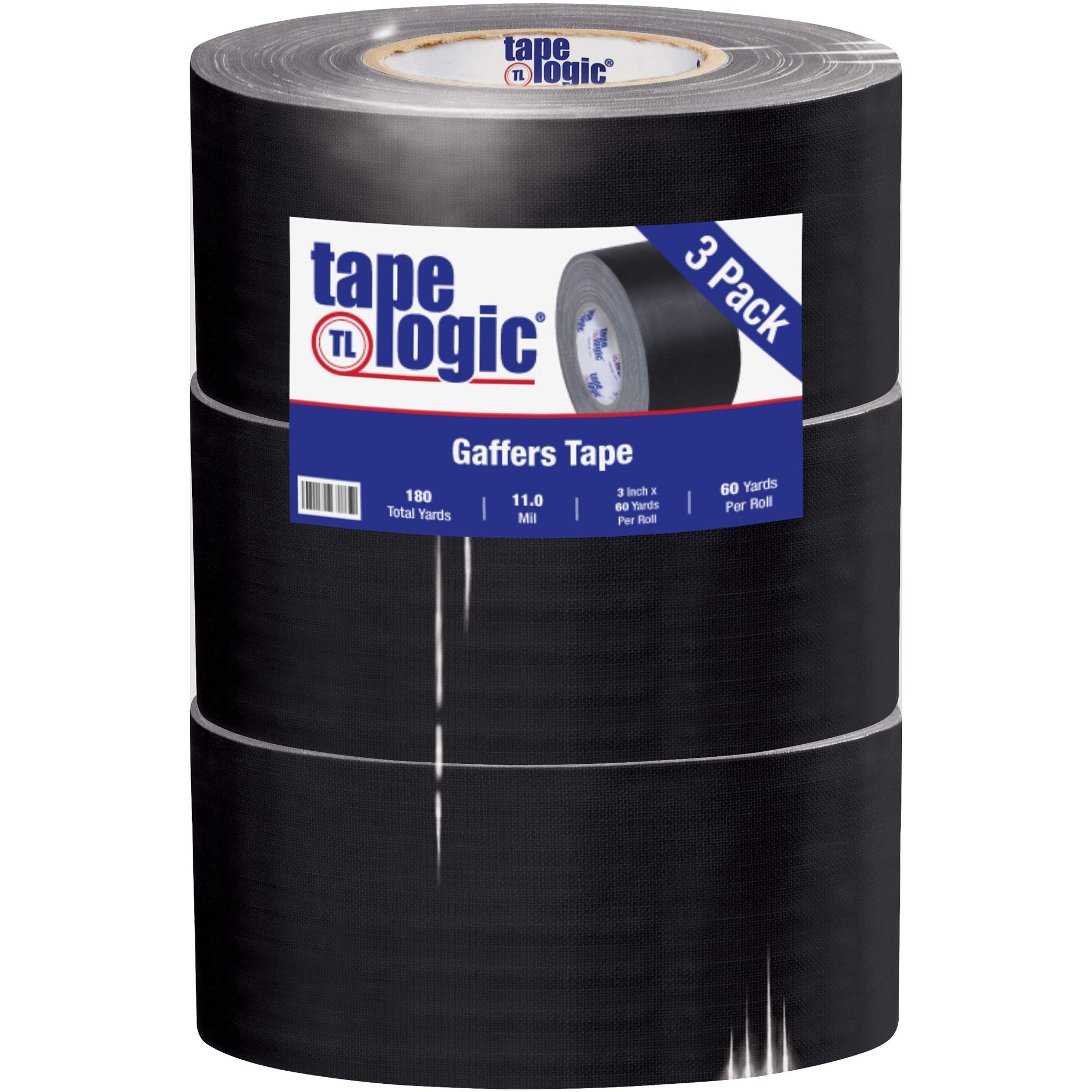 Photo 1 of Tape Logic (3 Pack) Multipurpose Black Gaffers Tape, 3 Inch x 60 Yards, Heavy Duty 11 Mil Thick - Easy Tear, Non-Reflective, Residue Free, Floor Marking and Social Distancing