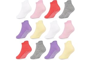 SkiBeaut Toddler Socks, Non Slip Kids Grips Socks 12 Pairs Ankle Socks for Toddlers Boys Girls Socks for 1-7 Years Children