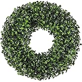 Small Boxwood Wreath 12 Inch Artificial Green Wreath for Front Door UV Resistant - All Seasons Winter Spring Summer - Indoor Outdoor Farmhouse Decor Perfect for Fireplace Cabinet