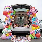 Candy Trunk or Treat Car Suv Decorations Kit 160pcs Pastel blue red Green Pink Purple yellow Candy ice cream balloon arch for two Sweet one Summer Sprinkle birthday party decorations